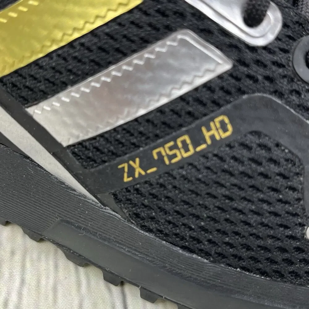 Adidas Originals ZX750 HD Sneakers Size US 5 EU 37.3 Black/Gold/Silver FZ3880